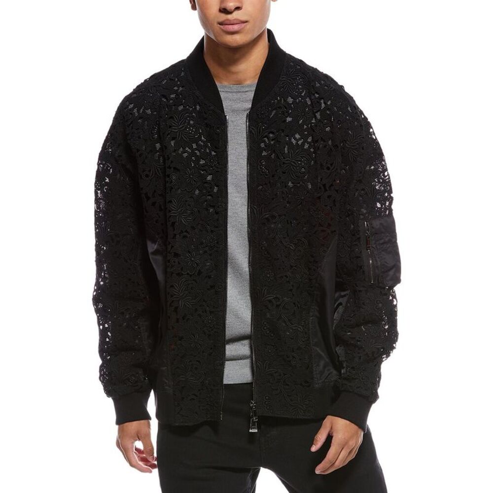 Valentino Mens Giubbino Knit Jacket, Black